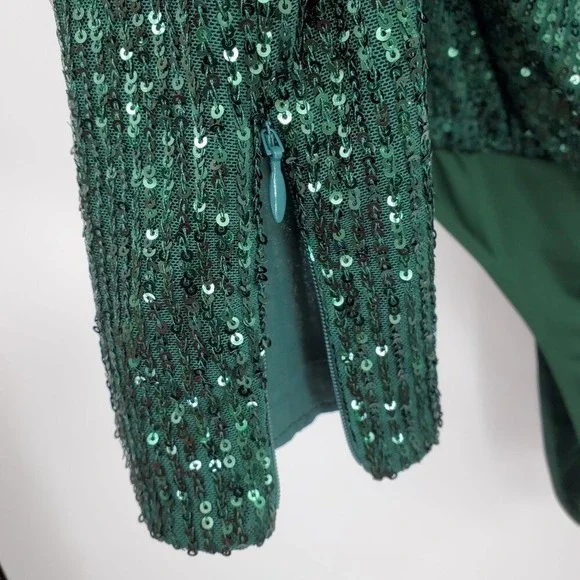 NWT Revolve Camila Coelho CeCe Emerald Green Sequin Draped Bodysuit Glam Party S - Picture 9 of 11